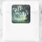 Zauberhafte Hochzeit von Waldeiche-Tree-Lichtern Quadratischer Aufkleber (Tasche)