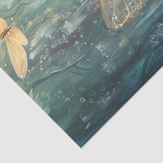 Zauberhafte Holzlandhäuser mit Schmetterlingen Dec Seidenpapier (Detail)