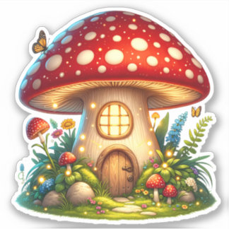 Zauberhafte Hütte des Mushroom House Aufkleber