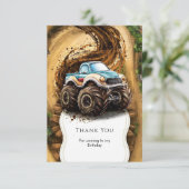 Zauberhafte Kids' Monster Truck Geburtstag Dankeskarte (Stehend Vorderseite)