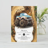 Zauberhafte Kids' Monster Truck Geburtstag Einladung (Stehend Vorderseite)
