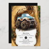 Zauberhafte Kids' Monster Truck Geburtstag Einladung (Vorne/Hinten)