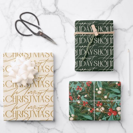 Zauberhafte Klassik Elegance Weihnachten Geschenkpapier Set (Vorderseite)