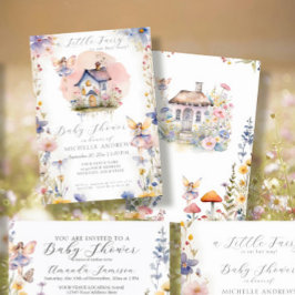 Zauberhafte kleine Fee auf dem Weg Pink Girl Baby Einladung