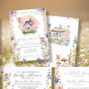 Zauberhafte kleine Fee auf dem Weg Pink Girl Baby Einladung