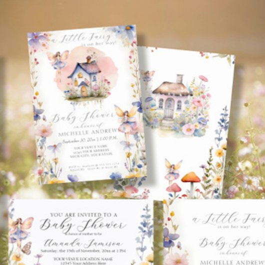 Zauberhafte kleine Fee auf dem Weg Pink Girl Baby Einladung