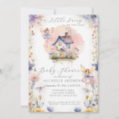 Zauberhafte kleine Fee auf dem Weg Pink Girl Baby Einladung (Vorderseite)