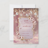Zauberhafte Kristalle fallen Gold Akzente Hochzeit RSVP Karte (Vorderseite)