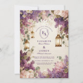 Zauberhafte Lantern Lilac Floral Wedding Einladung (Vorderseite)