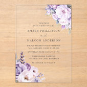 Zauberhafte Lavender Haze Blumenhochzeit Acryleinladungen (Vorderseite)