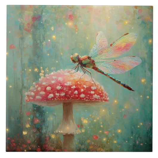 Zauberhafte Libelle auf einem Pilz Fliese (Vorderseite)