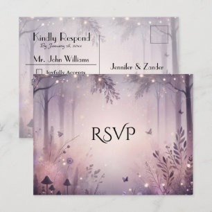 Zauberhafte Lichterwald-Hochzeit RSVP Einladungspostkarte