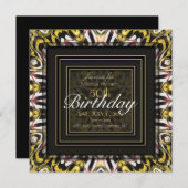 Zauberhafte Liebe Schwarzes Gold Glühlicht 50. Geb Einladung (Vorne/Hinten)