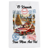 Zauberhafte Lieferung des Weihnachtsmannes mit fes Mittlere Geschenktüte (Vorderseite)