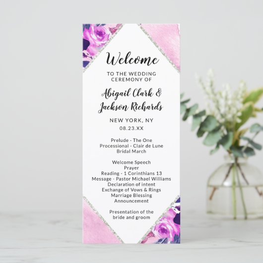 Zauberhafte Lila Diamantenfeier Programm (Stehend Vorderseite)