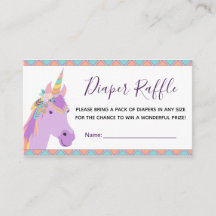 Zauberhafte Lila Einhorn Boho Diaper Raffle Ticket