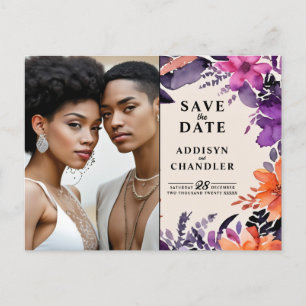 Zauberhafte Lila Hochzeit + Orangefarbenes Hallowe Feiertagspostkarte