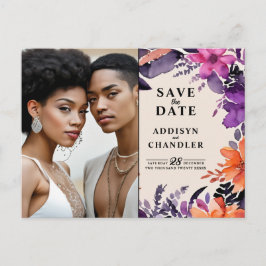 Zauberhafte Lila Hochzeit + Orangefarbenes Hallowe Feiertagspostkarte