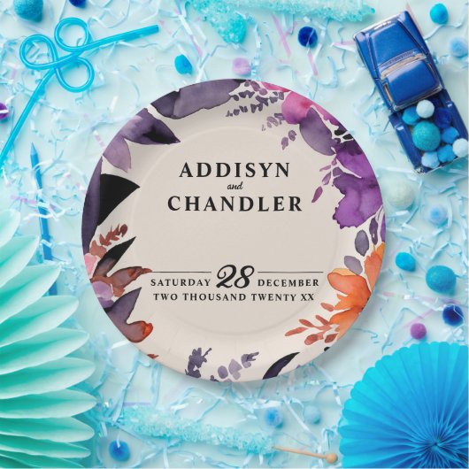 Zauberhafte Lila Hochzeit + Orangefarbenes Hallowe Pappteller (Party)