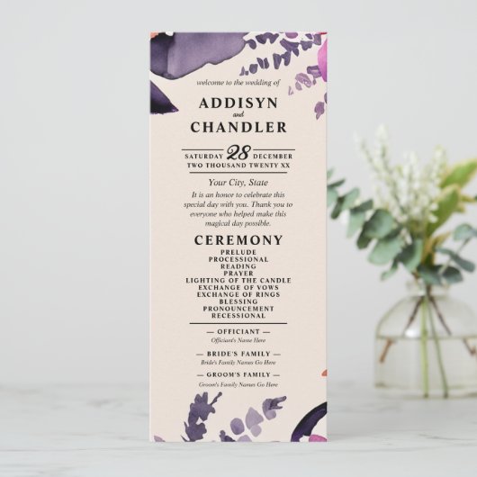 Zauberhafte Lila Hochzeit + Orangefarbenes Hallowe Programm (Stehend Vorderseite)