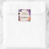 Zauberhafte Lila Hochzeit + Orangefarbenes Hallowe Quadratischer Aufkleber (Tasche)