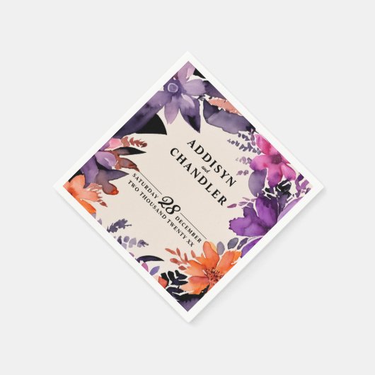 Zauberhafte Lila Hochzeit + Orangefarbenes Hallowe Serviette (Ecke)