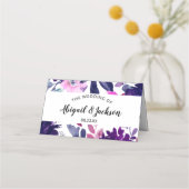 Zauberhafte Lila Hochzeitsempfehlung Platzkarte (Rückseite)