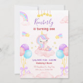 Zauberhafte Lila und rosa Geburtstagsparty Einladung (Vorderseite)