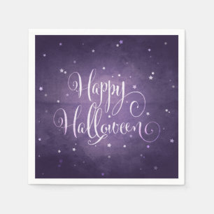 Zauberhafte Lila und weiße Sterne Happy Halloween Serviette