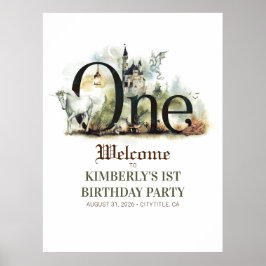 Zauberhafte Märchen 1. Geburtstag Begrüßungszeiche Poster