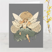 Zauberhafte Märchen - Whimsical Fantasy Art Karte (Gelbe Blume)