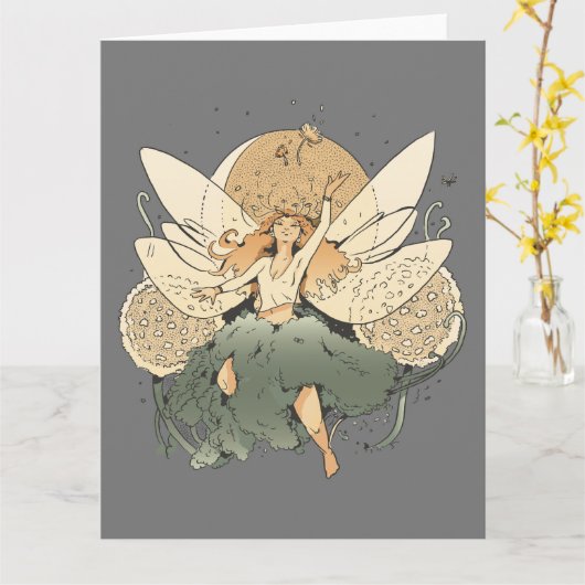 Zauberhafte Märchen - Whimsical Fantasy Art Karte (Gelbe Blume)