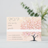 Zauberhafte Märchenblütenhochzeit mit rosafarbenem RSVP Karte (Stehend Vorderseite)