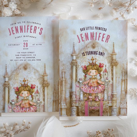 Zauberhafte Märchenprinzessin zum ersten Geburtsta Einladung