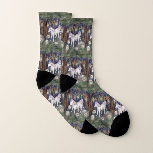 Zauberhafte Märchenwälder der Unicorn Kunsthandwer Socken (Paar)