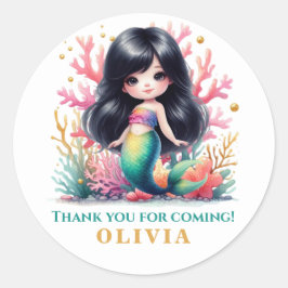 Zauberhafte Meerjungfrau Geburtstag Danke Runder Aufkleber