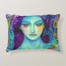 Zauberhafte Milchkönigin mit Schmetterlingen Dekokissen