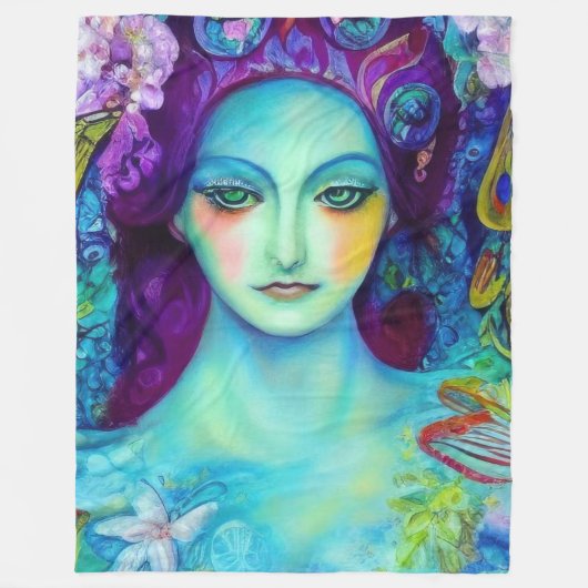 Zauberhafte Milchkönigin mit Schmetterlingen Fleecedecke (Vorderseite)