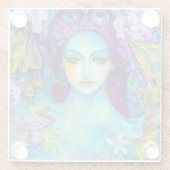 Zauberhafte Milchkönigin mit Schmetterlingen Glasuntersetzer (Rückseite)