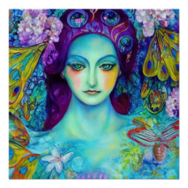 Zauberhafte Milchkönigin mit Schmetterlingen Poster