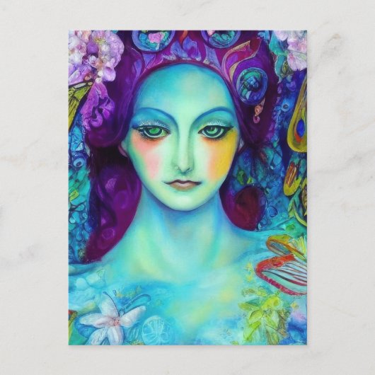 Zauberhafte Milchkönigin mit Schmetterlingen Postkarte (Vorderseite)