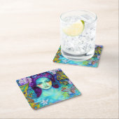 Zauberhafte Milchkönigin mit Schmetterlingen Rechteckiger Pappuntersetzer (Vor Ort)