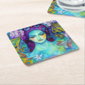 Zauberhafte Milchkönigin mit Schmetterlingen Rechteckiger Pappuntersetzer (angewinkelt)