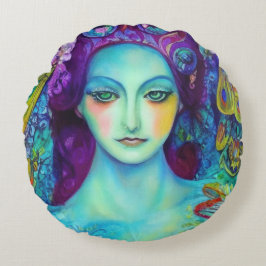 Zauberhafte Milchkönigin mit Schmetterlingen Rundes Kissen