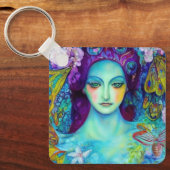 Zauberhafte Milchkönigin mit Schmetterlingen Schlüsselanhänger (Vorderseite)