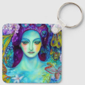 Zauberhafte Milchkönigin mit Schmetterlingen Schlüsselanhänger (Rückseite)