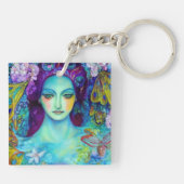 Zauberhafte Milchkönigin mit Schmetterlingen Schlüsselanhänger (Rückseite)