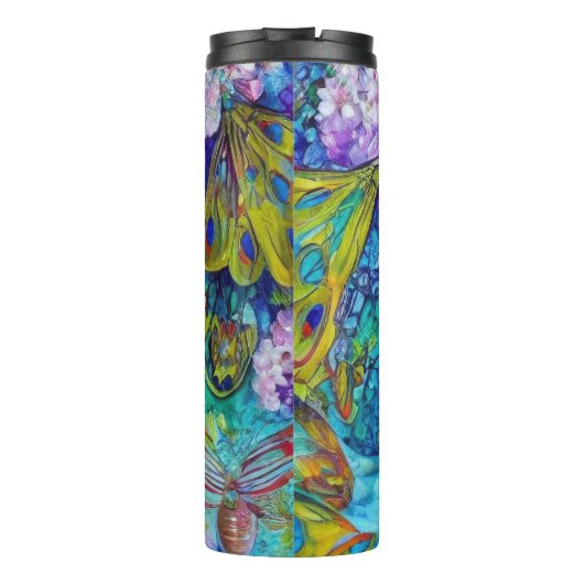 Zauberhafte Milchkönigin mit Schmetterlingen Thermosbecher (Rückseite)