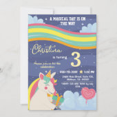 Zauberhafte, moderne Einhorn-Regenbogenstars 3. Ge Einladung (Vorderseite)