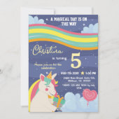 Zauberhafte, moderne Einhorn-Regenbogenstars 5. Ge Einladung (Vorderseite)